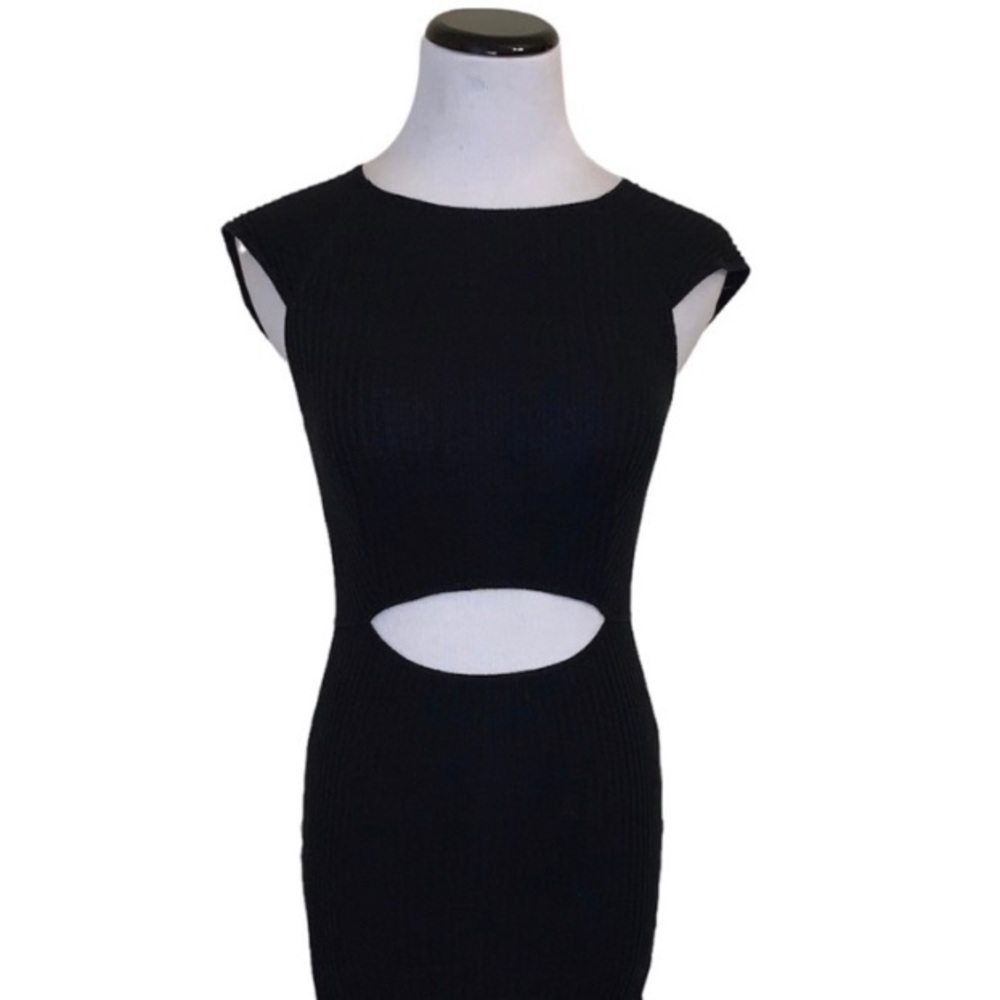Free People black ribbed cutout Bodycon dress